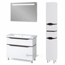 Мебельный комплект для ванной с часами 100 см шириной Санверк Alessa Classic 45022-25534-25475