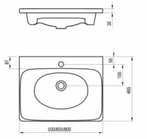 Розміри Умивальник Ravak Balance 500 XJX01250000