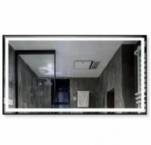 Черное зеркало в ванную 90 см шириной с подсветкой DUSEL LED DE 600612