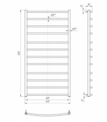 Размеры Полотенцесушитель водяной в стиле минимализм 630х1200 Mario Классик 30x20 ВР 1/2 д 4820111350032