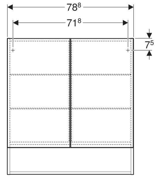 Размеры Зеркальный шкаф в ванную с текстурой 80 см шириной Geberit Selnova Square 501.271.00.1