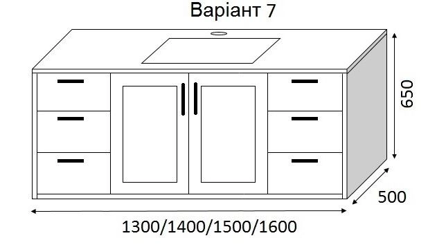 Размеры Тумба умывальник в зеленом цвете 160 см шириной Marsan MAISON с умывальником Квадро ТП Maison-7 160