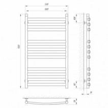 Размеры Полотенцесушитель водяной с 11 перекладинами 500х900 LARIS П11 Классик Премиум Хром 30x32 ВР 1/2 д 71207678