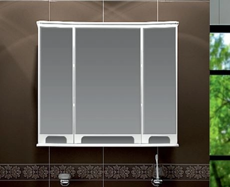 В интерьере зеркальный шкаф с бежевым корпусом для ванной 60 см ванланд венеция вз 1-60lбеж №2