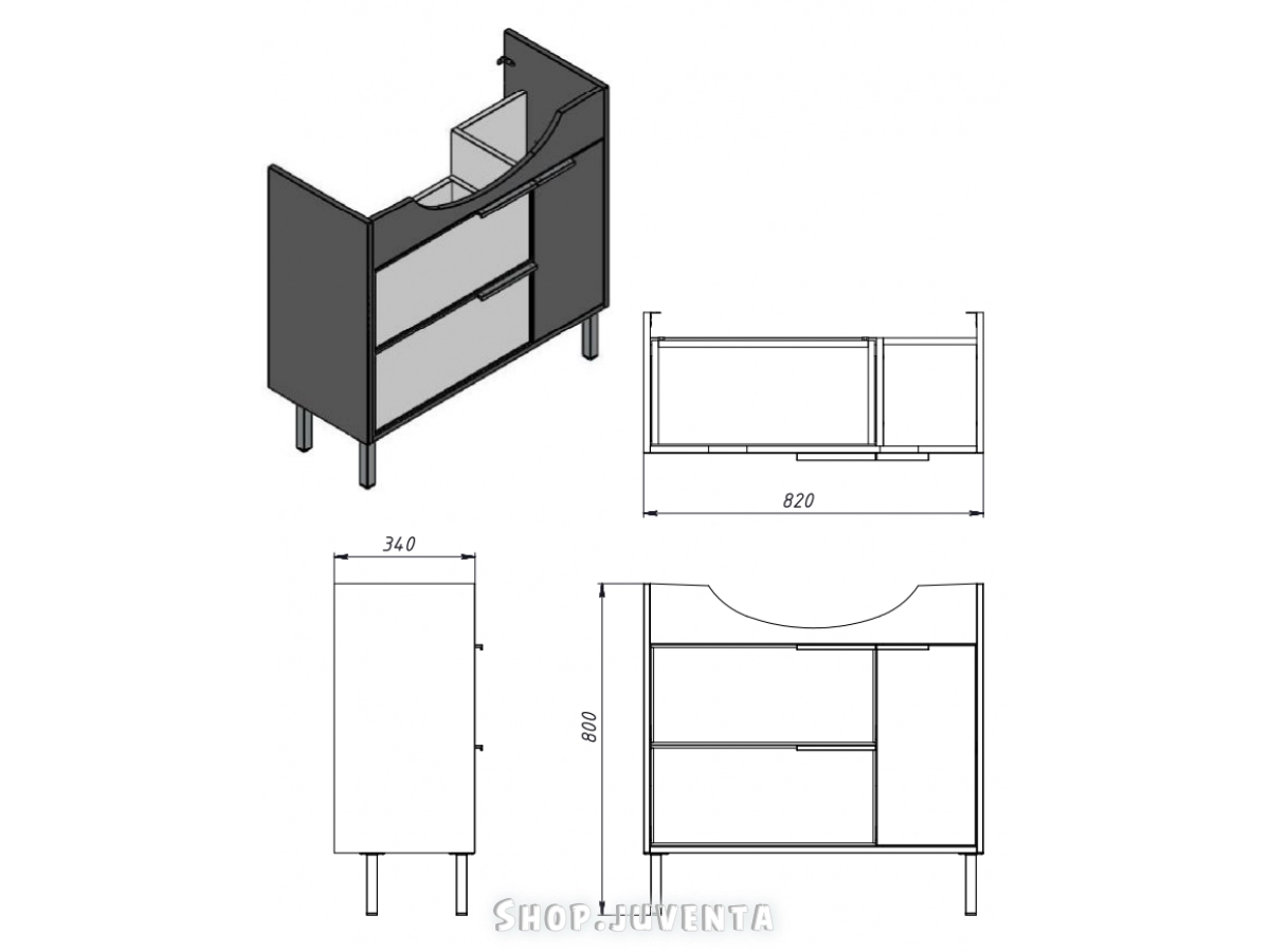 Размеры Умывальник тумба 85 см Ювента Sofia с умывальником Zenon Sofia 2245673