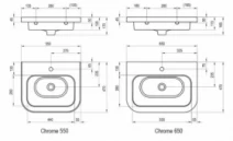 Розміри Умивальник Ravak Chrome 650 XJG01165000
