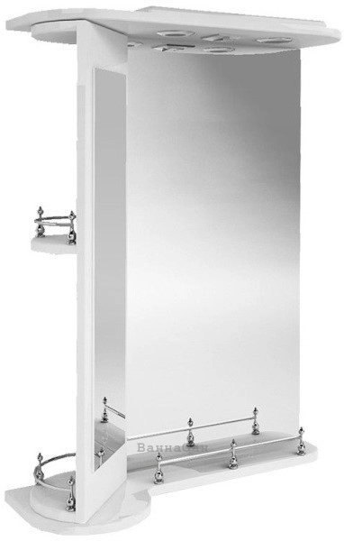 Основное Зеркало с глянцевыми фасадами для ванной 65 см современное ВанЛанд ЖЕМЧУГ Жз 3-65L