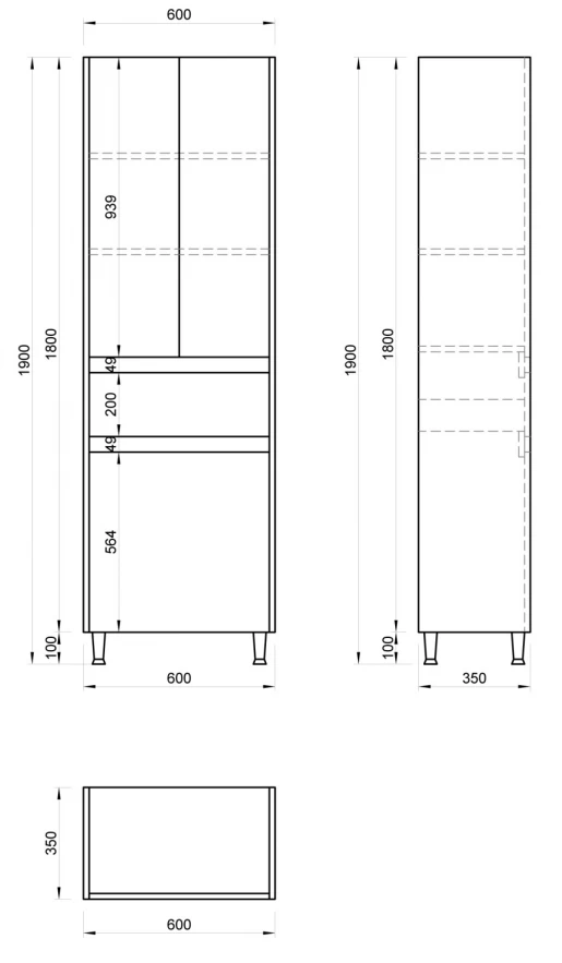 Розміри Меблі для ванної кімнати з текстурою 70 см шириною Респект Nerro 38693-38582-38707