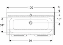 Размеры Тумба с умывальником 100 см шириной Geberit Selnova Square с раковиной Acanto 501.262.00.1