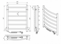 Размеры Полотенцесушитель электрический с 6 перекладинами 480 x 600 мм Laris Классик Д30 хром 73207723