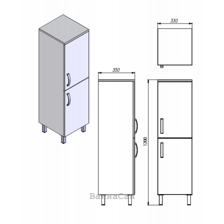 Размеры шкаф-пенал для ванной 33 см черно-белый ювента тренто trnp-120l чорний №2