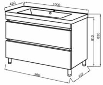 Размеры умывальник с тумбой с ящиками 100 см шириной юввис монако с раковиной веста мн-100нвс №1