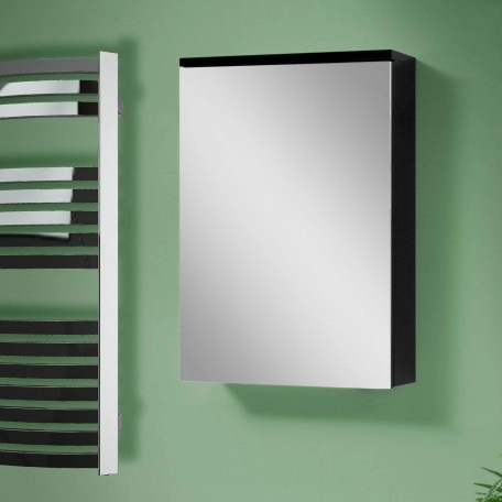 В интерьере Зеркальный шкаф для ванной 40 см черного цвета САНСЕРВИС Стандарт ДЗ OB I- 45 черный