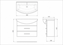 Розміри Українська тумба з раковиною для ванної 80 см ВанЛанд ЖЕМЧУГ ЗТ 2-80 з умивальником LIBRA