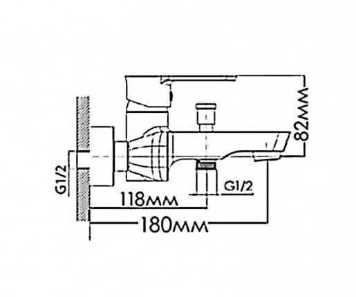 Размеры Хромированный смеситель для ванны с душем Mixxen ЛОТУС NNH1034 хром