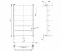 Размеры Полотенцесушитель водяной для душевой 430х700 Mario Люкс Хром 30x20 ВР 1/2 д 4820111350346