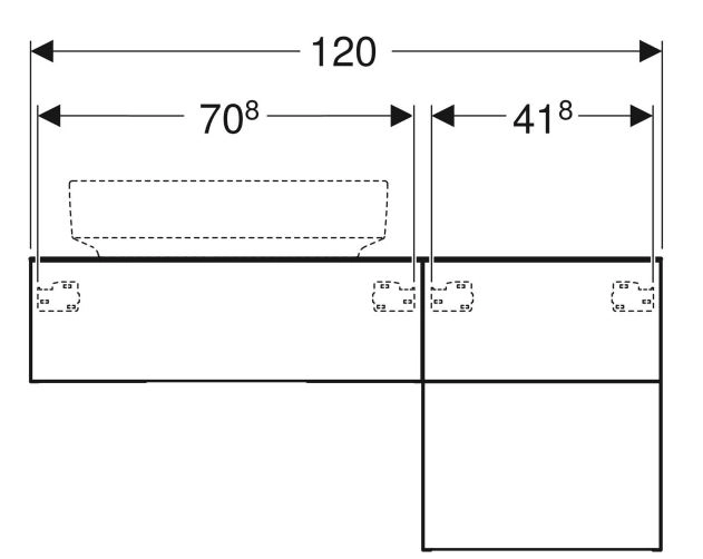 Розміри Тумба у ванну без умивальника 120 см шириною Geberit VariForm під умивальник VariForm 501.183.00.1