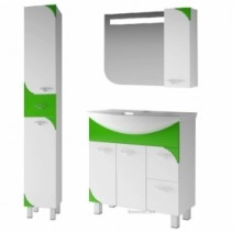 Комплект меблів для ванної кімнати з зеленими акцентами 90 см ВанЛанд Лаунж 21815-24475-21862