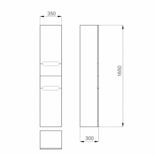 Размеры Пенал для ванной 35 см глянцевый Санверк Era Air MV0000419 левый