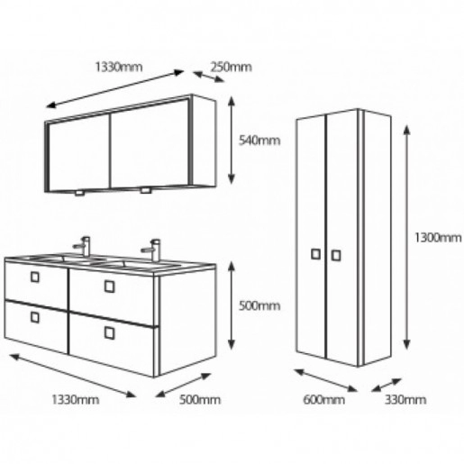 Размеры набор мебели для ванной 130 см botticelli rimini с умывальником marlen 130 №1