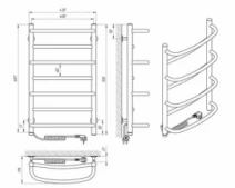 Размеры Полотенцесушитель электрический с сенсорным выключателем 430 х 700 мм Laris Евромикс хром 30х20 левый 73207678
