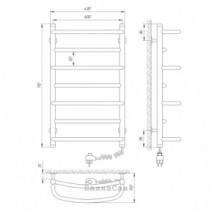 Размеры Полотенцесушитель электрический 400х700 LARIS Евромикс Хром Правый 30x20 73207184