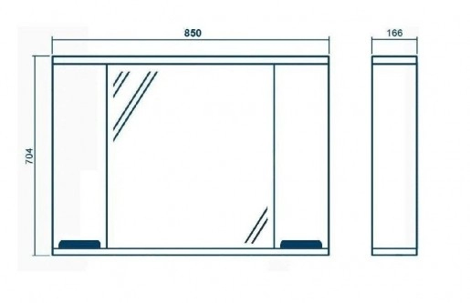Размеры Прямоугольное зеркало в ванную 85 см ЮВВИС Оскар Z-11 85 шкаф/шкаф без подсветки