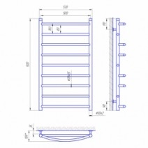 Размеры Полотенцесушитель водяной с 9 перекладинами 500х900 LARIS П9 Микс Хром 30x20 ВР 1/2 д 71207036 НР2022
