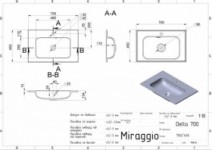 Умивальник Глянцева тумба з умивальником 70 см Fancy Marble MILL з умивальником MILL MILL-700-1