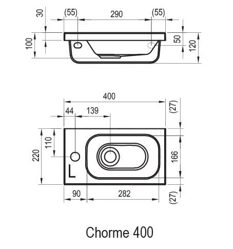 Умывальник Тумба с мини умывальником 400 Ravak Chrome X000000538-XJGL1100000