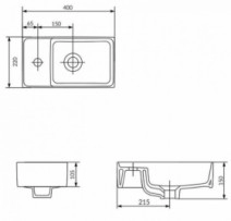 Размеры Умывальник для ванной комнаты 40 см Cersanit Como K32-001-BOX