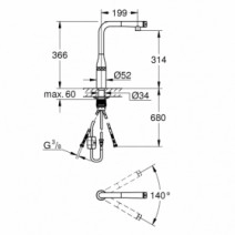 Размеры Немецкий смеситель для кухни Grohe ESSENCE 31615000