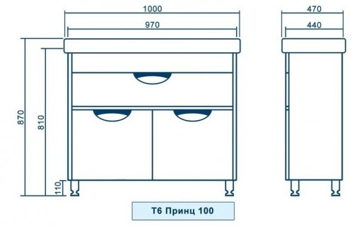 Розміри Гарнітур ванної кімнати 100 см КВЕЛЛ ПРИНЦ 24826-24828-24843