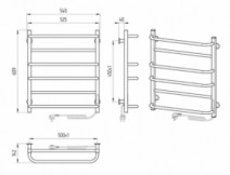 Размеры Электрический полотенцесушитель для ванной 500 х 600 мм Laris Зебра Комфорт Д25 черный левый 7520107702