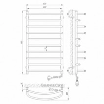 Размеры Полотенцесушитель электрический современный 500х900 LARIS Евромикс Хром Правый 30x20 73207029