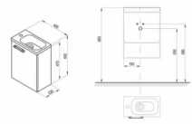 Размеры Тумба с мини умывальником 400 Ravak Chrome X000000538-XJGL1100000