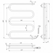 Розміри Полотенцесушитель електричний побутовий 600х800 LARIS Змійовик Хром Правий 25 73207043