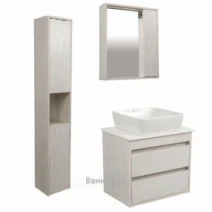 Комплект мебели для ванной комнаты с открытыми полками 65 см шириной Aqua Rodos Шельф 45116-45102-45129