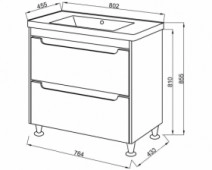 Размеры тумба с раковиной в ванную 80 см юввис валенсия тн-2д-80-вал-б с умывальником кантэ №2