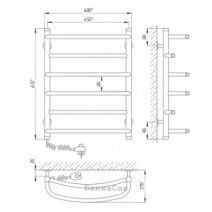 Розміри Полотенцесушитель електричний з 6 перекладинами 450х600 LARIS Евромікс Хром Лівий 30x20 73207094