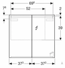 Размеры Шкаф навесной для ванной с двухсторонним зеркалом 75 см шириной Geberit Option 500.205.00.1