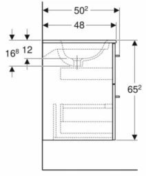 Размеры Умывальник с тумбой 80 см шириной Geberit Selnova Square с раковиной Slim Rim 501.241.00.1