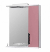 Бело-розовое зеркало для ванной 60 см шириной с подсветкой Квелл Грация Z1 Грация 60R Розовый