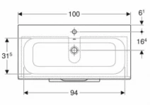 Розміри Умивальник з тумбою 100 см шириною Geberit Selnova Square з раковиною Slim Rim 501.246.00.1