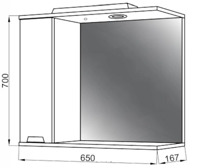 Размеры Зеркало в ванную для дома 65 см ЮВВИС Марко Z-1 65 шкаф левый