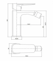 Розміри Змішувач для біде чорного кольору Cersanit LARGA S951-379