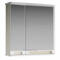 Зеркальный шкаф бело-бежевый для ванной 70 см ВанЛанд ВЕНЕЦИЯ Вз 1-70LБеж