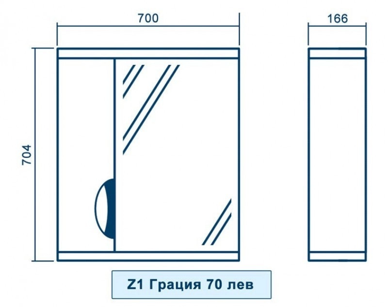 Размеры зеркало в ванную 70 см глянцевое квелл принц z1 принц 70l белый №2