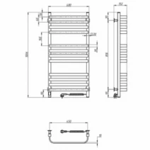 Размеры Сушилка для полотенец электрическая производство Украина 480 х 1000 мм Navin Stugna Д30 черный правый 12-249053-4810
