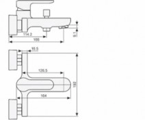 Розміри Змішувач із середнім виливом для ванни з душем Emmevi NEFER CR77001 хром